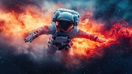 Astronaut engulfed in flames during spacewalk