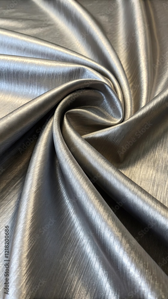 Aufkleber a silver fabric is rolled up and has a shiny appearance