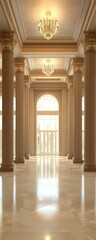 Fototapeta premium Elegant traditional bank hall with grand pillars luxurious interior architectural photography classic design serene atmosphere