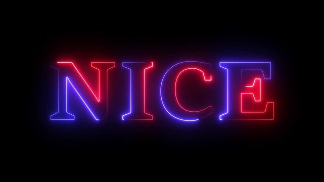 Animation- neon lines nice text looping on black background. Nice neon sign animation. neon text Nice animation over red blue color neon line