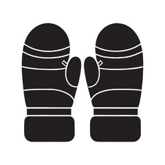 Mittens Silhouette Vector Illustration, Solid White Background.