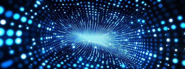 Naklejka premium Abstract blue light tunnel with glowing particles. (1)