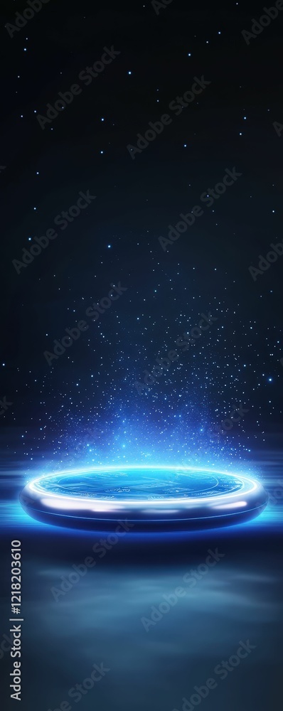 Poster futuristic floating holographic bank transaction statement digital space 3d visualization tech envir