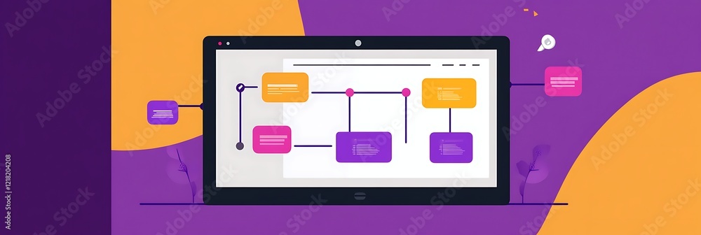 Poster a bpm software on a tablet showing workflow efficiency, with space for text
