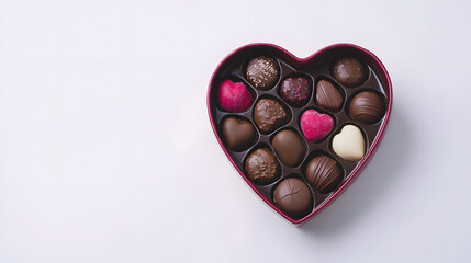 ? Heart-shaped box filled with gourmet chocolates isolated on white background in HD