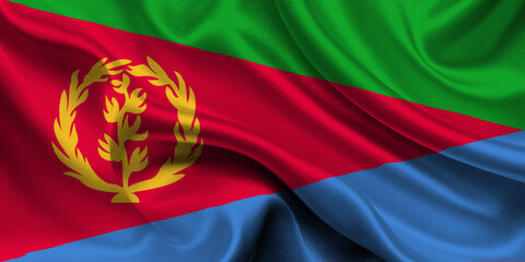 High detailed flag of Eritrea. National Eritrea flag. Africa. 3D illustration.