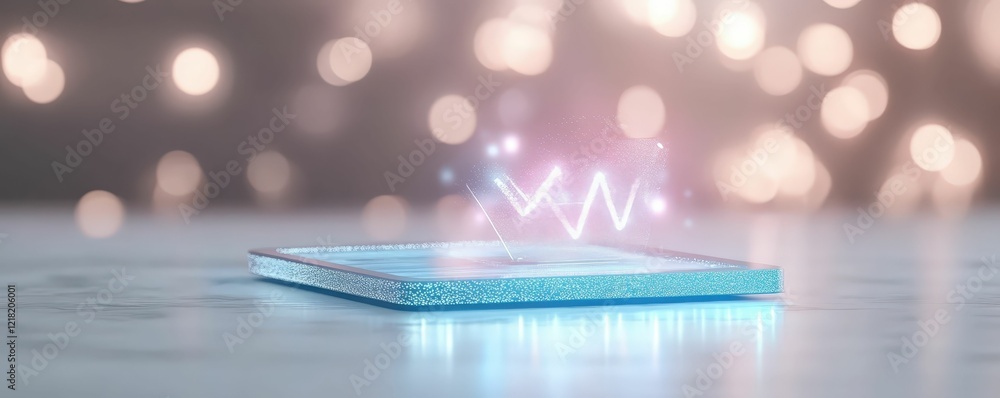 Poster futuristic tax report visualization digital workspace hologram display innovative technology close-u