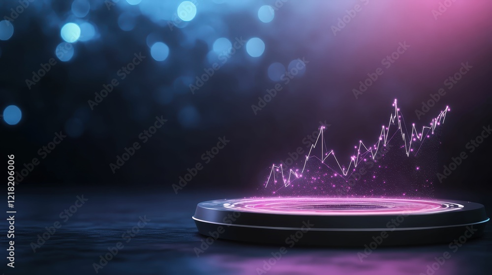 Poster high-tech tax return insights presentation digital stage visualization futuristic environment dynami