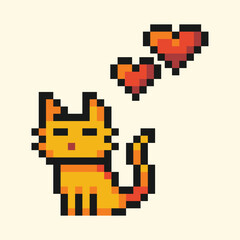 this is a cat in pixel art with colorful color,this item good for presentations,stickers, icons, t shirt design,game asset,logo and project.