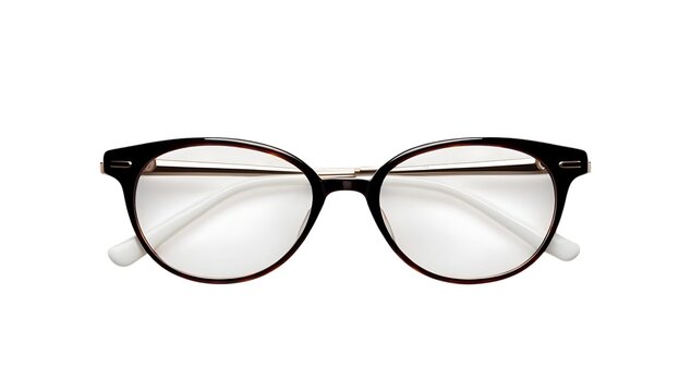 Stylish brown tortoise-shell eyeglasses on a white background