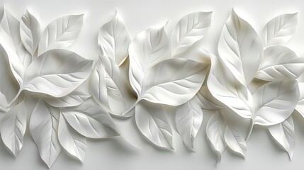 Elegant White Paper Leaves Against Soft Background Texture