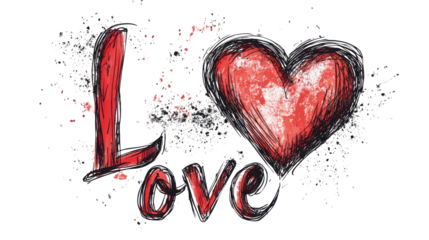 Word Love on transparent background