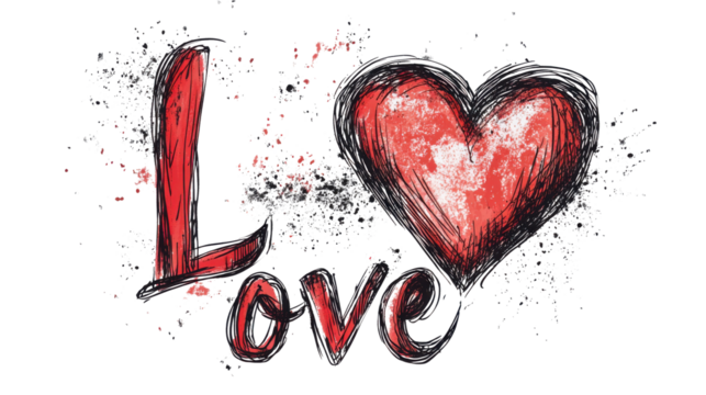 Word Love on transparent background