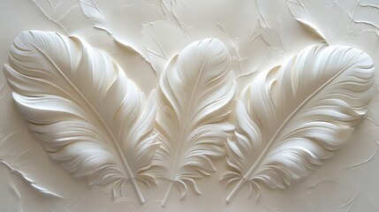 Elegant White Feathers on Textured Background for Artistic Design