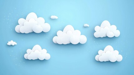 Dreamy Blue Background with Fluffy White Clouds