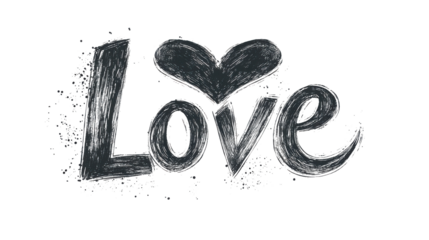 Word Love on transparent background