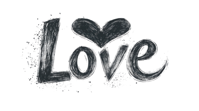 Word Love on transparent background