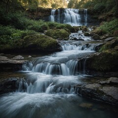 A picturesque waterfall cascading into a serene pool of water.