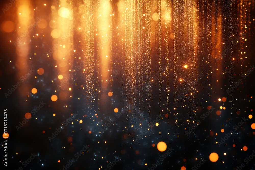 Leinwandbilder a captivating abstract background featuring luminous golden particles cascading against a dark backd