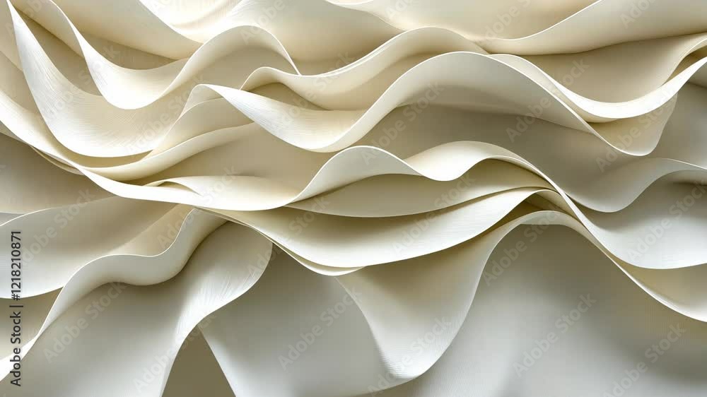Poster waves of soft fabric create a serene and flowing texture in a warm, neutral tone