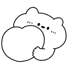 ハートを持つかわいいモノクロのネコ