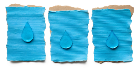 a set piece of blue cardboard paper tears png