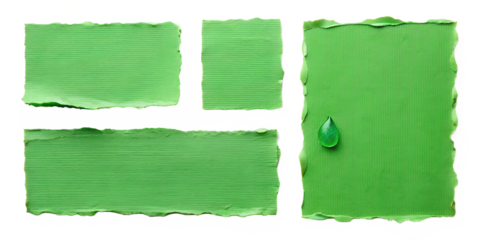 a set piece of green cardboard paper tears png