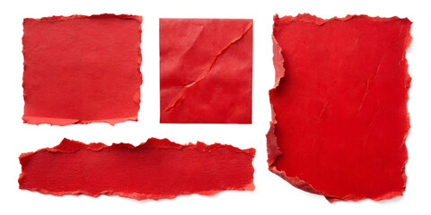 a set piece of red cardboard paper tears png