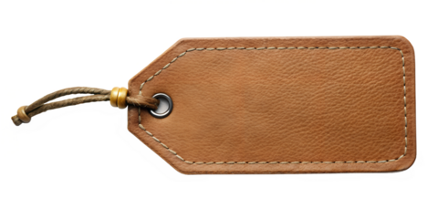 blank brown leather tag label element png