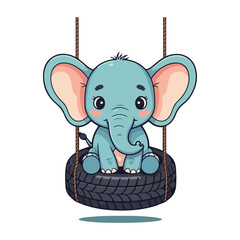 Cute Elephant Cartoon Vector Icon Illustration Animal Sport Icon Isolated Flat vector illustration