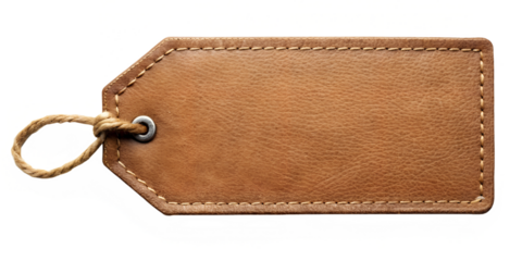 blank brown leather tag label element png