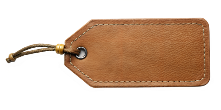 blank brown leather tag label element png