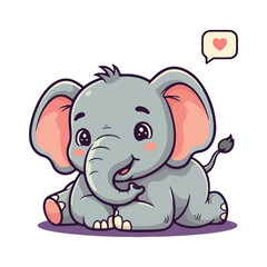 Cute Elephant Cartoon Vector Icon Illustration Animal Sport Icon Isolated Flat vector illustration