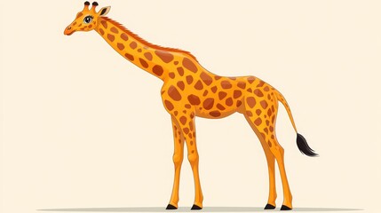 Fototapeta premium Illustration of a giraffe standing, side view.