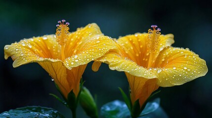 Dew-Kissed Hibiscus: A Symphony of Yellow