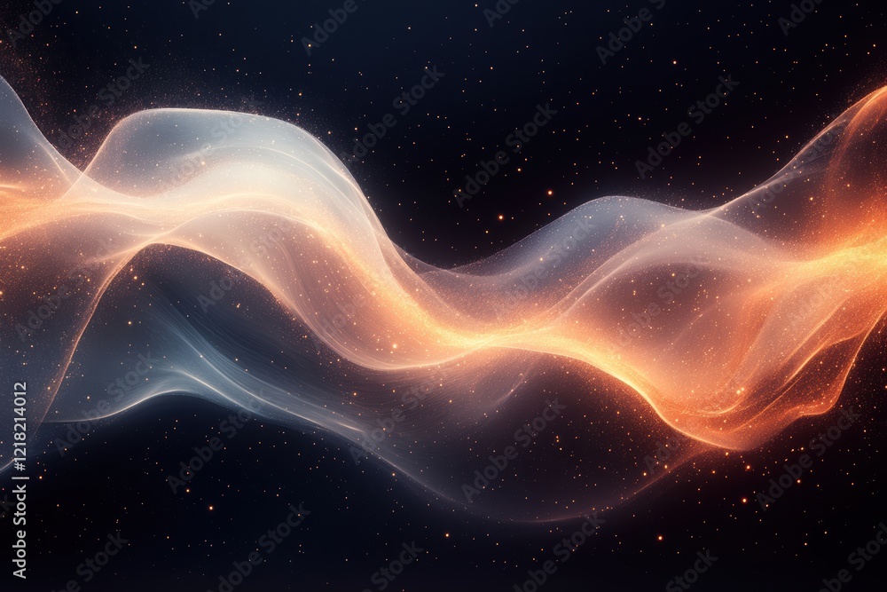 Poster a mesmerizing wave of ethereal colors flows seamlessly across a dark backdrop, illustrating the beau