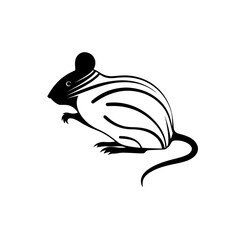 a black and white mouse logo .Dassie Rat mouse jumps icon.

