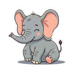 Cute Elephant Cartoon Vector Icon Illustration Animal Sport Icon Isolated Flat vector illustration