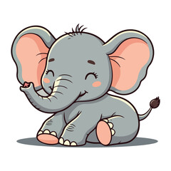 Cute Elephant Cartoon Vector Icon Illustration Animal Sport Icon Isolated Flat vector illustration