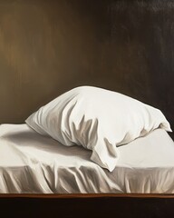 White pillow bed art painting, wall art, design, realistic, textured painting