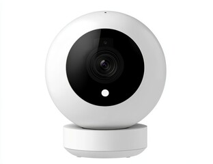 White spherical security camera on base.