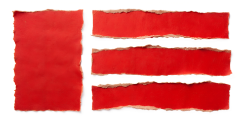 piece of red cardboard paper tears cut out