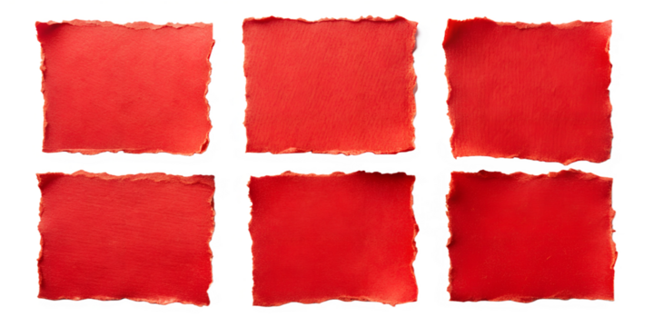 piece of red cardboard paper tears cut out