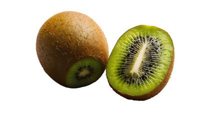 Obraz premium Fresh Kiwi Fruit, Whole and Halved, Perfect for Healthy Eating