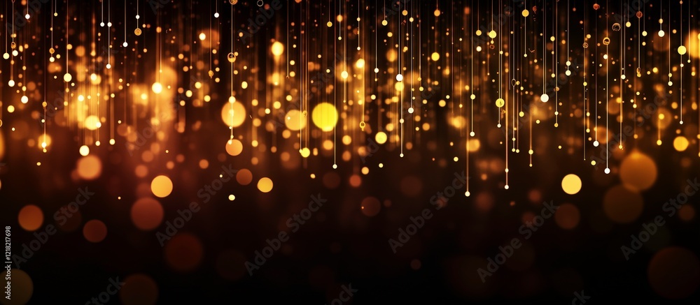 Poster golden rain: shimmering golden lights cascade down in a mesmerizing display, creating an atmosphere 