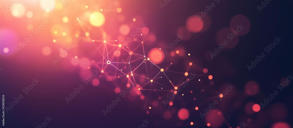 Poster abstract connections: an abstract visualization of connections, data flow, or networks with glowing 