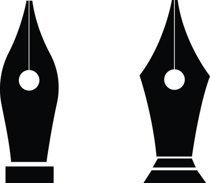 Pen nib icon set.fountain pen tool icon. vector element can be used for nib feather pen designed concept from education collection.Fountain pen nib glyph vector, sign, symbol, logo, illustration.