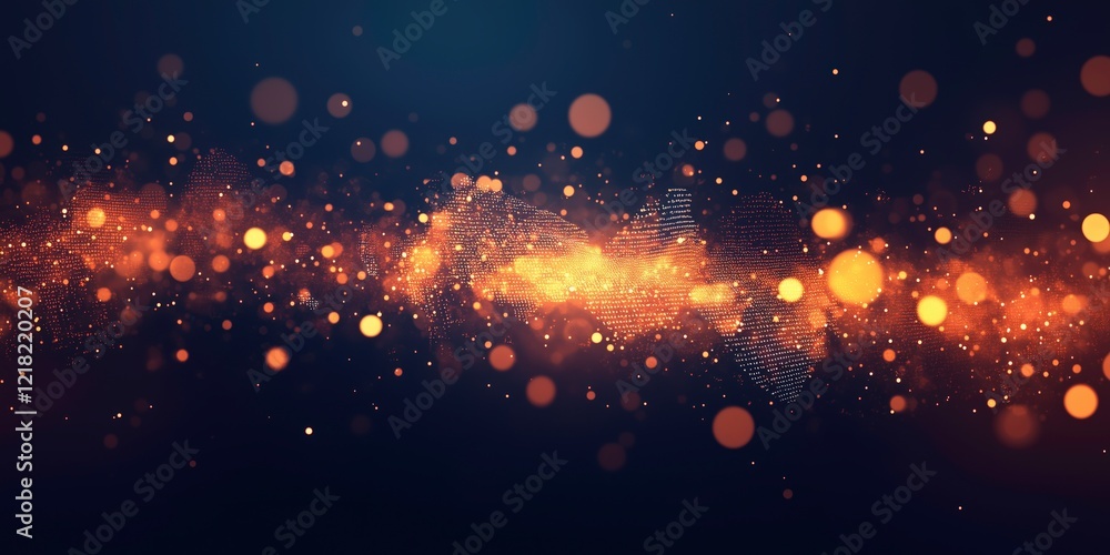 Poster cosmic sparkle: a mesmerizing abstract backdrop with a celestial swirl of golden dust and glowing or