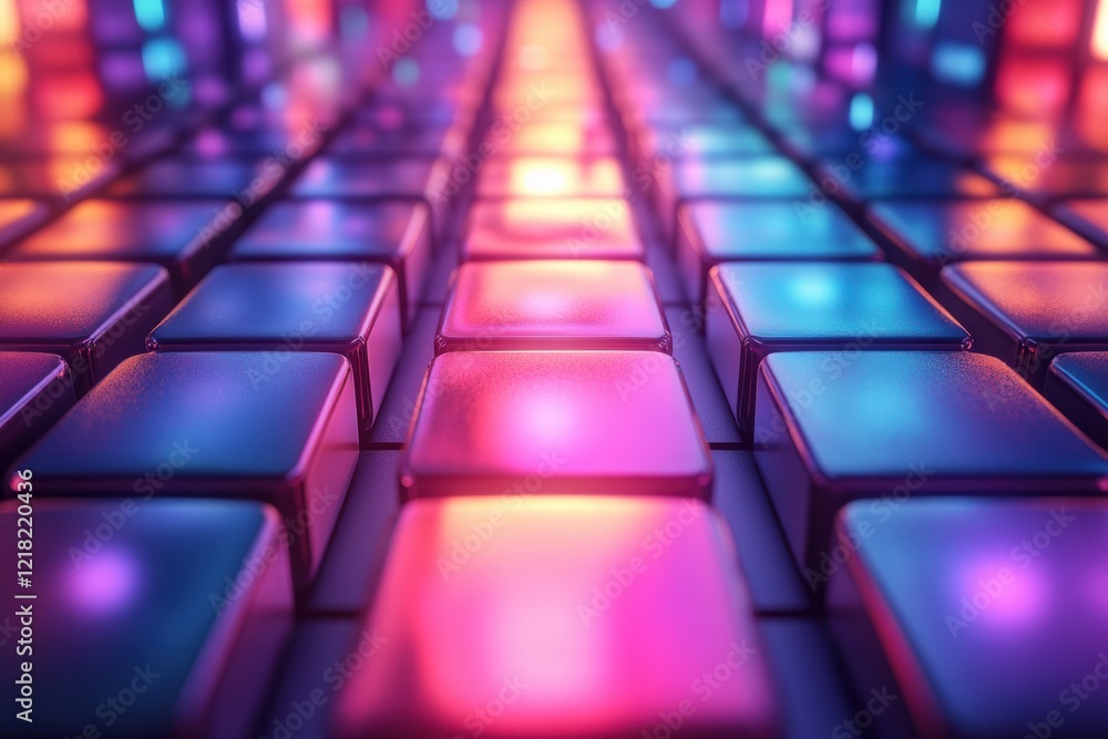 Aufkleber a vibrant and colorful abstract image of illuminated keyboard keys, featuring gradients of pink, blu