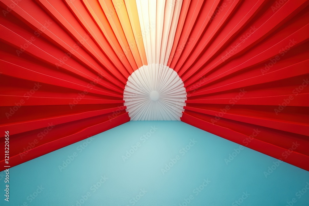 Poster a vibrant and dynamic abstract background featuring bold red and white elements creating a sun-like 